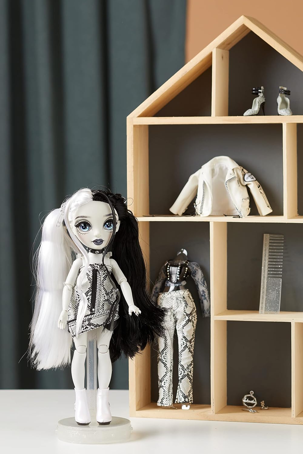 Grayscale Fashion Doll with 2 Grey Outfits and Accessories A17046
