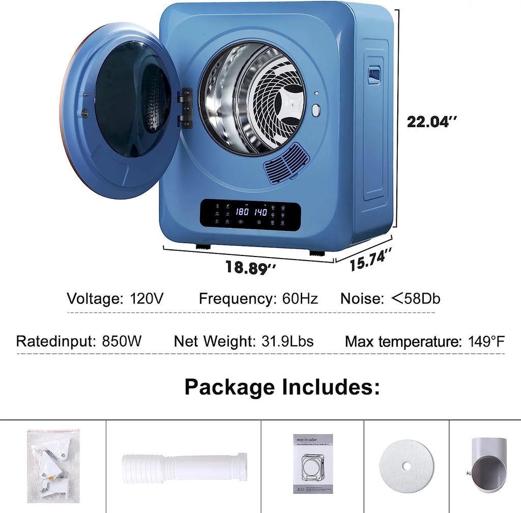 Portable Electric Clothes Dryer 8.8 Lbs with Moisture Sensor, Blue D806048