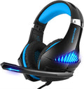 Selieve Gaming Headset for Xbox One, PS4, Nintendo Switch, PC, with Noise Cancelling Mic, LED Light Bass Surround Soft Memory Earmuffs for Fortnite/Red Dead Redemption 2 (Black & Blue)