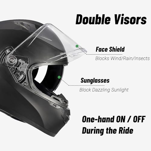 Full Face Motorcycle Helmet with Visor, Lightweight for Adults J585029