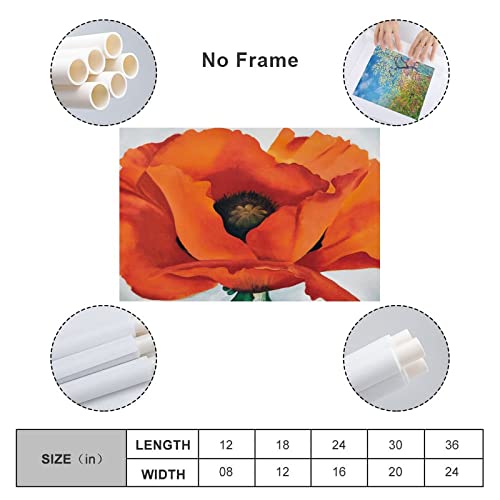 Red Poppies Flower Poster Canvas Wall Art 24x36inch Unframed M91896