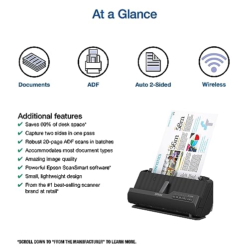 Wireless Compact Desktop Document Scanner with Auto Feeder L54226