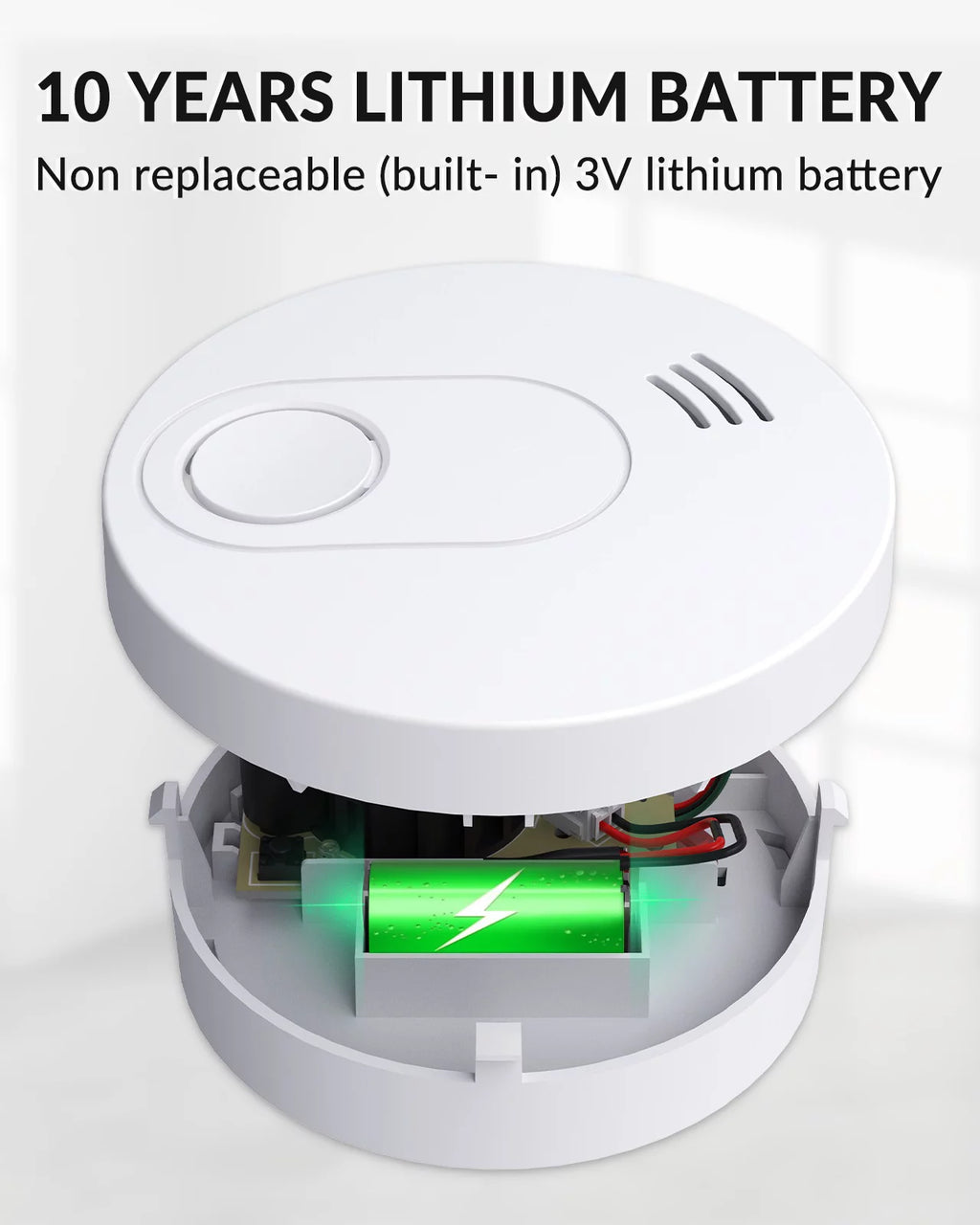 Smoke Detector, 10 Year Photoelectric Sensor Fire Alarm, Low Battery Warning, 6 Pack A37693