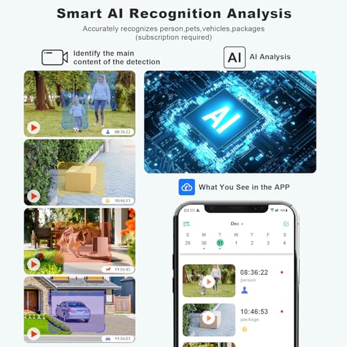 Wireless Security Cameras 2K Battery Powered, Indoor Outdoor WiFi with AI Motion Detection, 2 Cameras R873