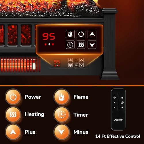 Electric Fireplace Logs 20-Inch with Remote, Adjustable Flame Colors, Overheat Protection T505
