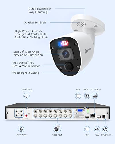 4K Ultra HD Security Camera System, 16 Channel DVR with 2TB HDD, 12 Wired Cameras X8654