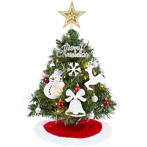 24" Mini Christmas Tree Tabletop Set with LED Lights and Star Treetop Z113832