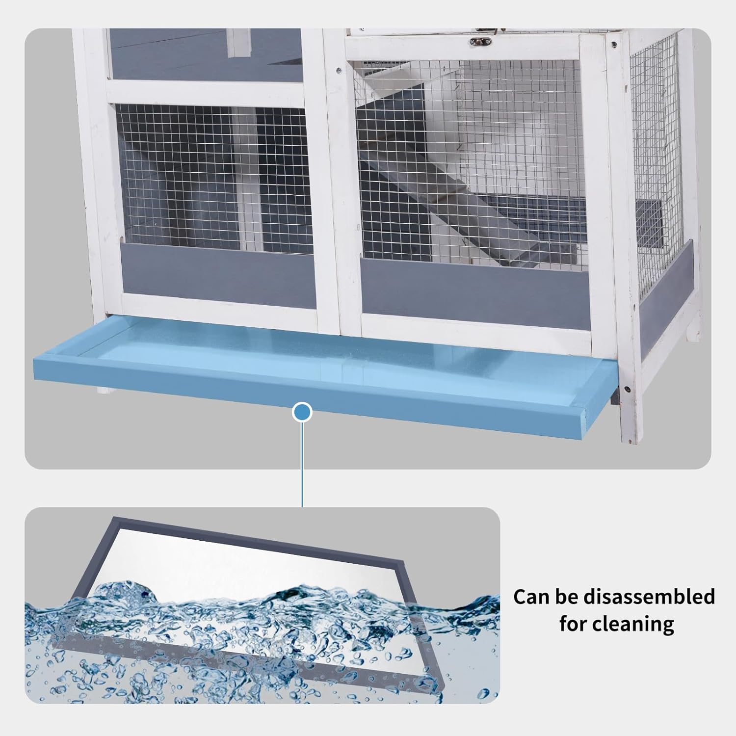 Wooden 2-Story Guinea Pig Cage with Openable Roof and Removable Tray H7665