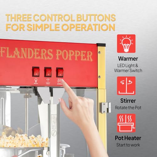 16 Ounce Kettle Countertop Popcorn Maker with Stainless Steel Scoop, Oil Spoon and 3 Cups P753496