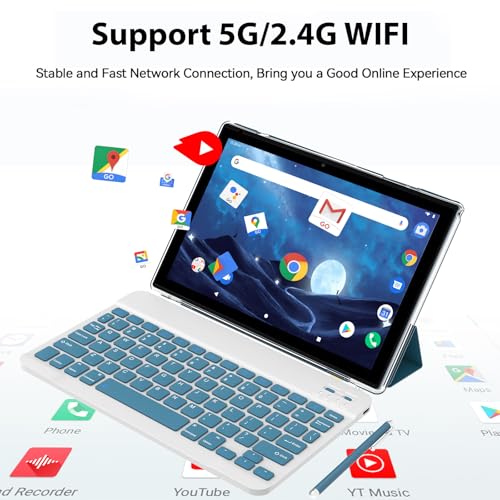 Tablet 10 Inch, 18GB RAM 128GB ROM, 2 in 1 with Keyboard Mouse Stylus G64709