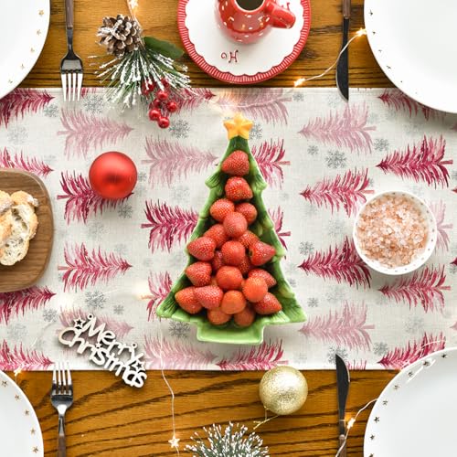 Christmas Table Runner Snowflake Winter Green Kitchen Dining Decor 13x72 Inch H231730