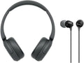 Sony WH-CH520 Compact Easy Carrying Wireless Bluetooth On-Ear Headphones with Microphone (Black) Bundle MDR-EX15LP Fashion Color EX Series in-Ear Earbud Headphones (Black) (2 Items)