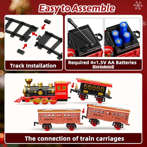 Electric Train Set for Kids with Smoke, Light and Sound, DIY Tracks L560
