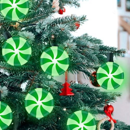 Unicorn Christmas Lollipop Pathway Lights, 10 LED Peppermint String Lights with Stakes Z721