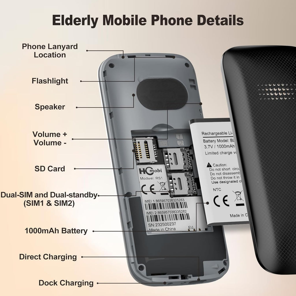 Unlocked Cell Phones for Seniors with Big Buttons and SOS U758625
