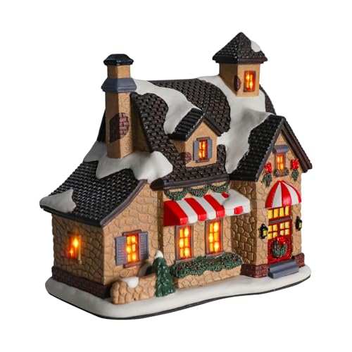Ceramic Christmas Houses with Warm LED Light Y89884