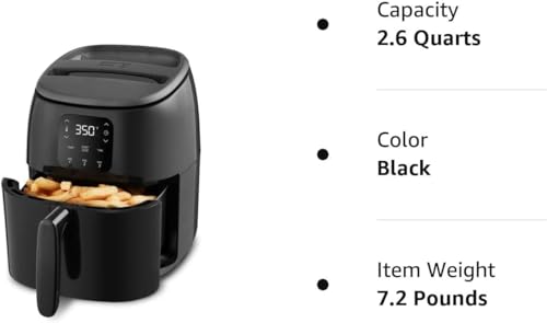 Electric Air Fryer Oven, 2.6 Qt., Grey, Compact Digital, Auto Shut Off S650981
