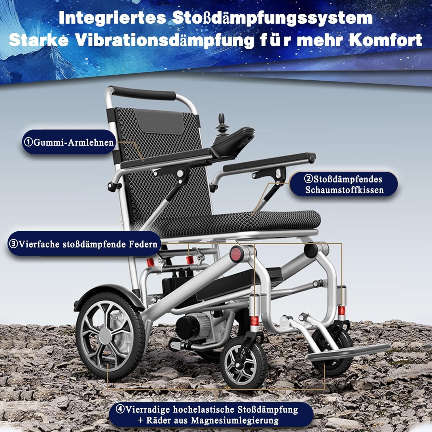 Lightweight Foldable Electric Wheelchair for Adults, All Terrain, Up to 330Lbs K88619