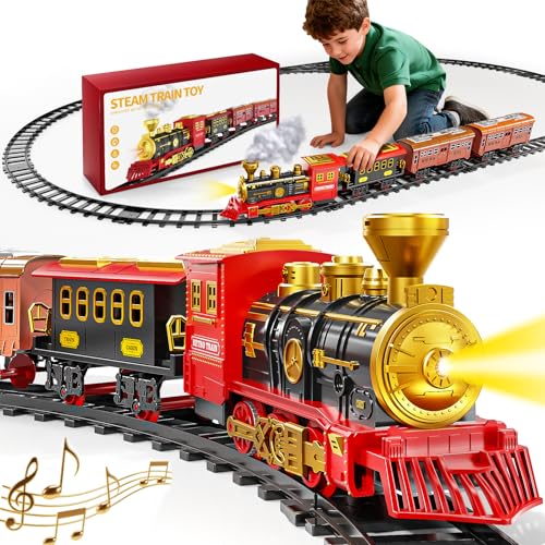 Electric Train Set for Kids with Smoke, Light and Sound, DIY Tracks L560