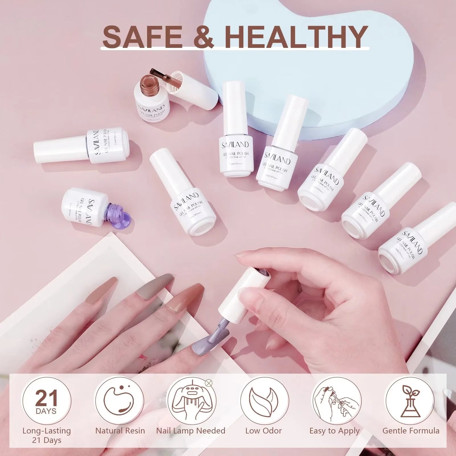 Gel Nail Polish Kit with Base and Top Coat T466