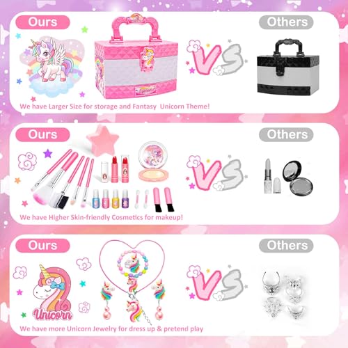 Kids Makeup Kit for Girls, Washable Pretend Play Set Q74070