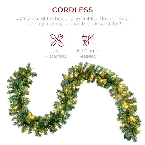 Pre-Lit Holiday Christmas Garland for Stairs, Fireplace with 50 Lights U582051