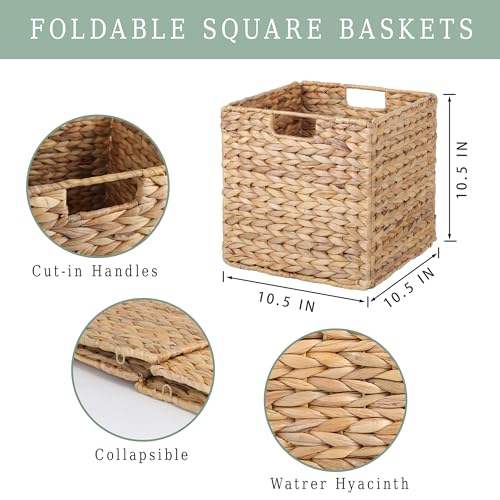 Water Hyacinth Storage Baskets for Cube Storage, Set of 3 F86967