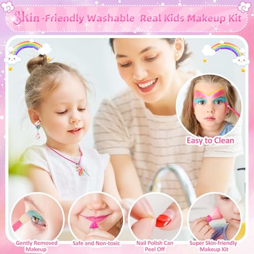 Kids Makeup Kit for Girls, Washable Pretend Play Set Q74070