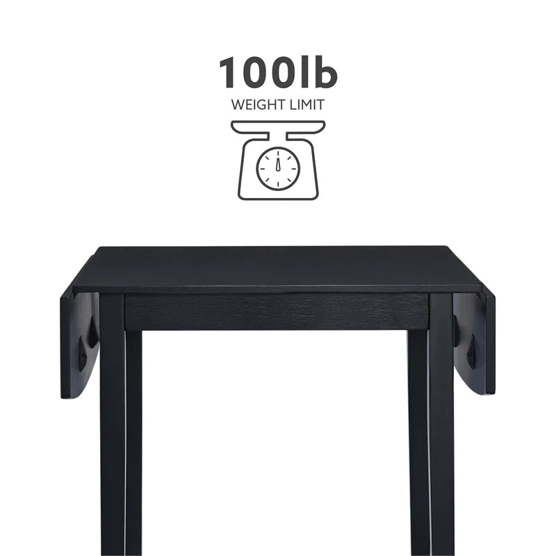 Square Wood Drop Leaf Table in Black P88507