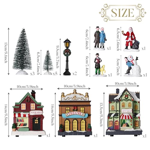 Pre-Lit Christmas Village Set, Battery Operated Tabletop Decor (17 PCS) C3795