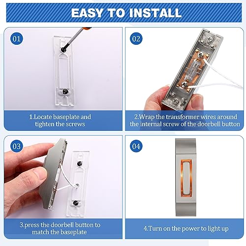 Wired Doorbell Chime Kit with 2 Lighted Metal Push Buttons E740031