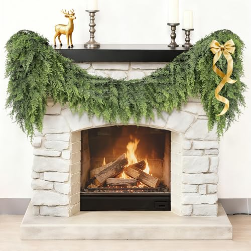 Real Touch Cedar Garland 9 ft for Mantle, Table, Stairs, Doorframe H3682