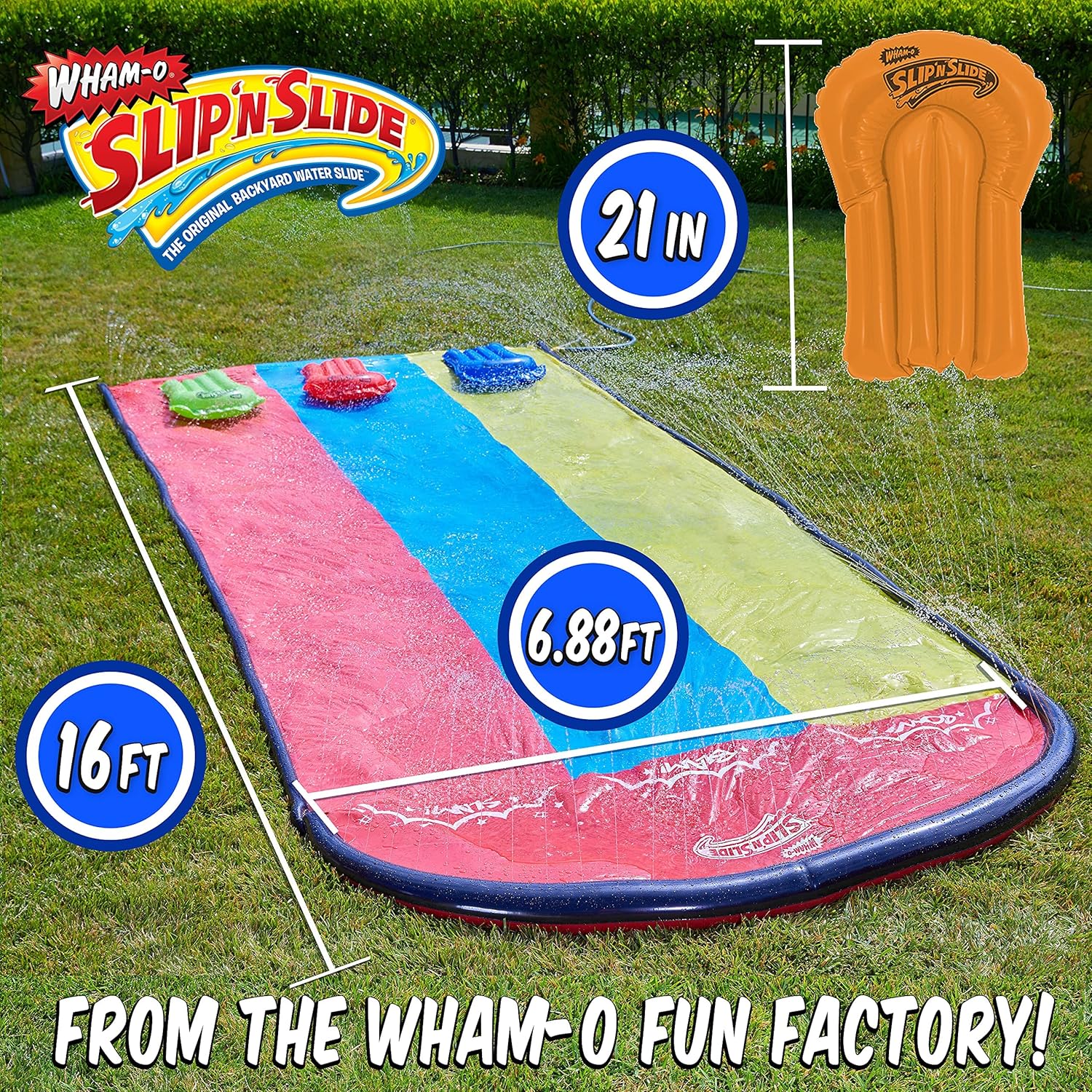Triple Slip and Slide with 3 Bodyboards Lawn Water Slide Outdoor Water Toys for Kids P669
