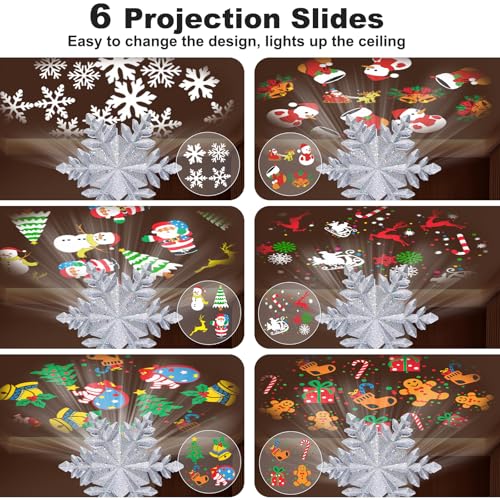Silver 3D Glitter Christmas Tree Topper with LED Rotating Lights F457326