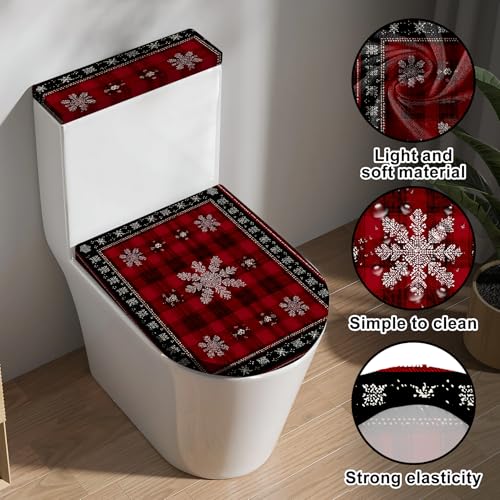 Christmas Toilet Lid Cover, Washable Seat and Tank Protector W1747