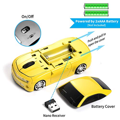 Sports Car Shaped Wireless Mouse with LED Headlights, 1600 DPI R7888