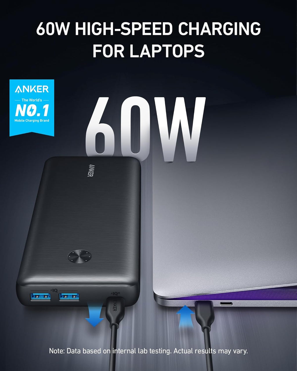 Portable Charger 25,600 mAh with 65W Wall Charger for Laptops, Tablets, and Phones R609847