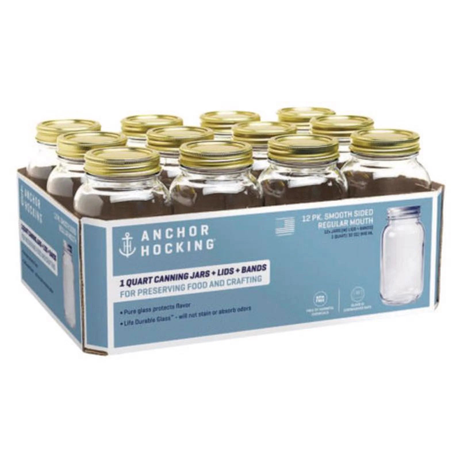 1 Quart Regular Mouth Canning Jar - Pack of 12 N789