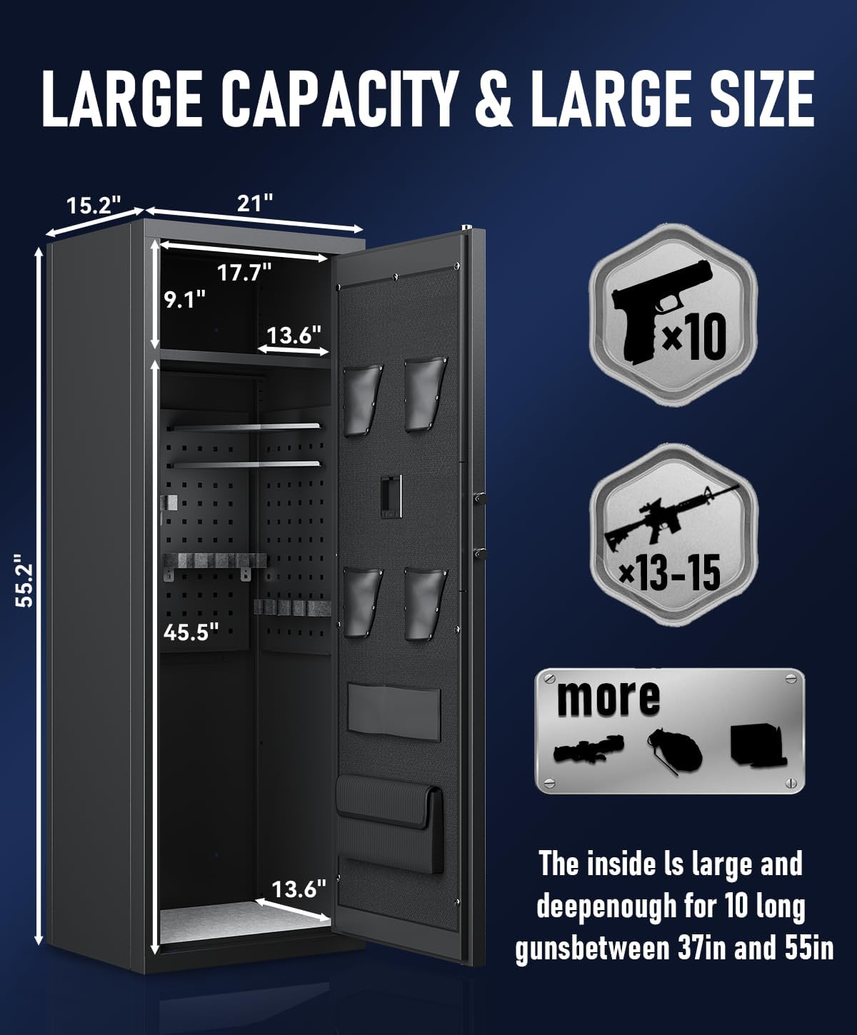 Biometric Rifle Gun Safe with Removable Racks for Rifles and Pistols I4267