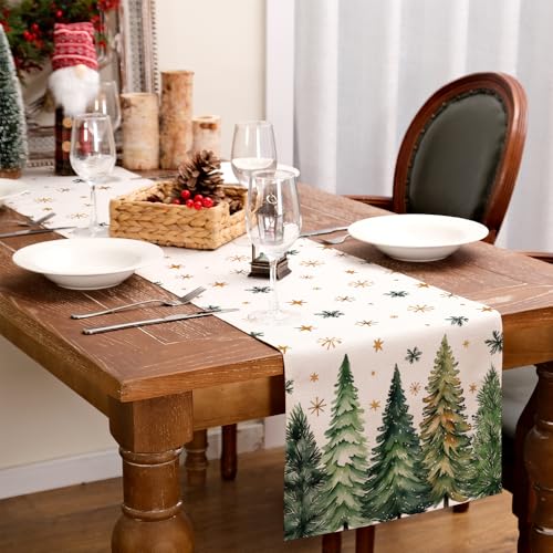 Christmas Table Runner 13x72 Inch, Red Winter Holiday Decor H348