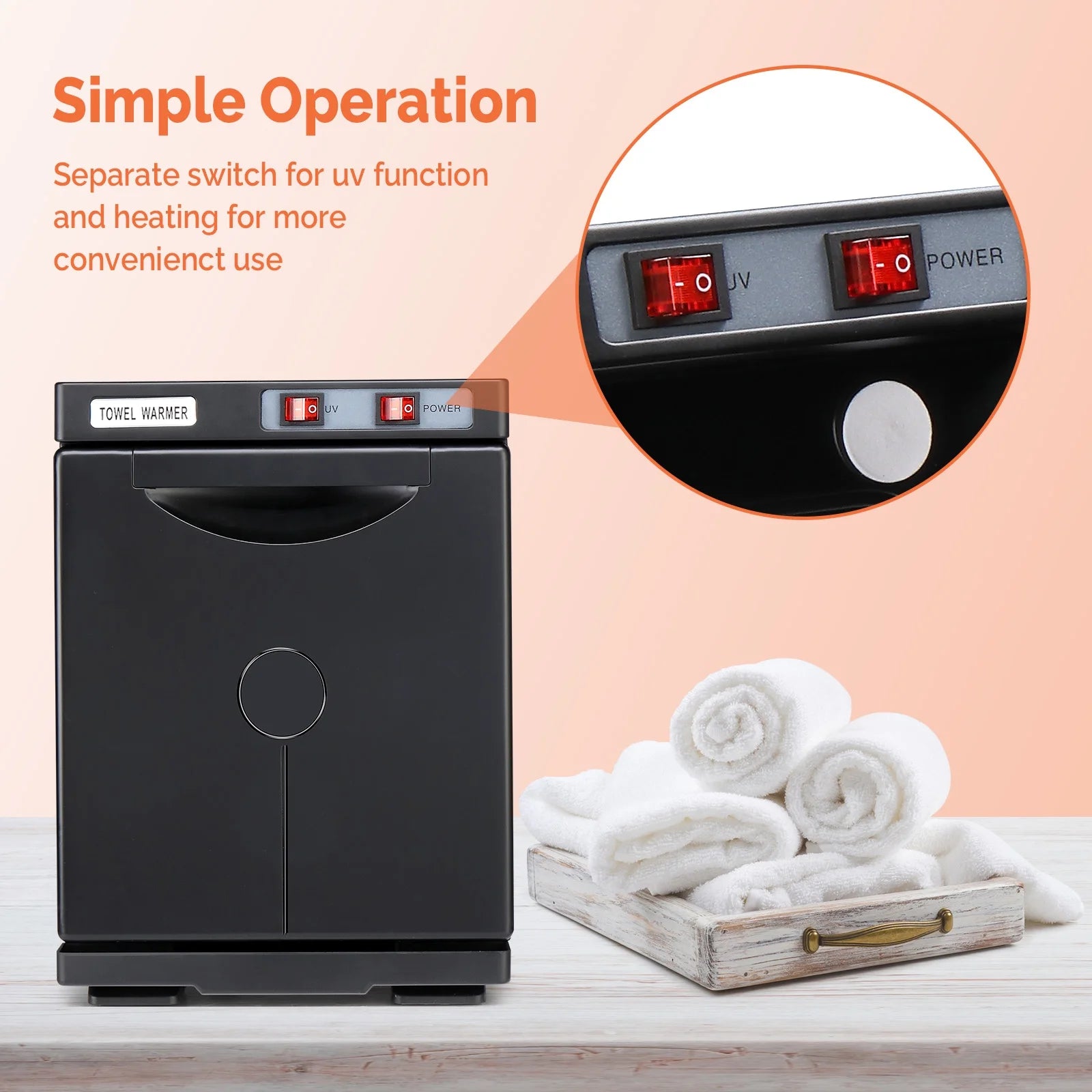 Hot Towel Warmer Cabinet with UV Sterilizer, 5L, Black E9908