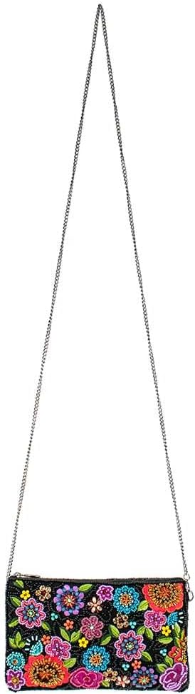 Beaded Floral Crossbody Phone Bag W98069