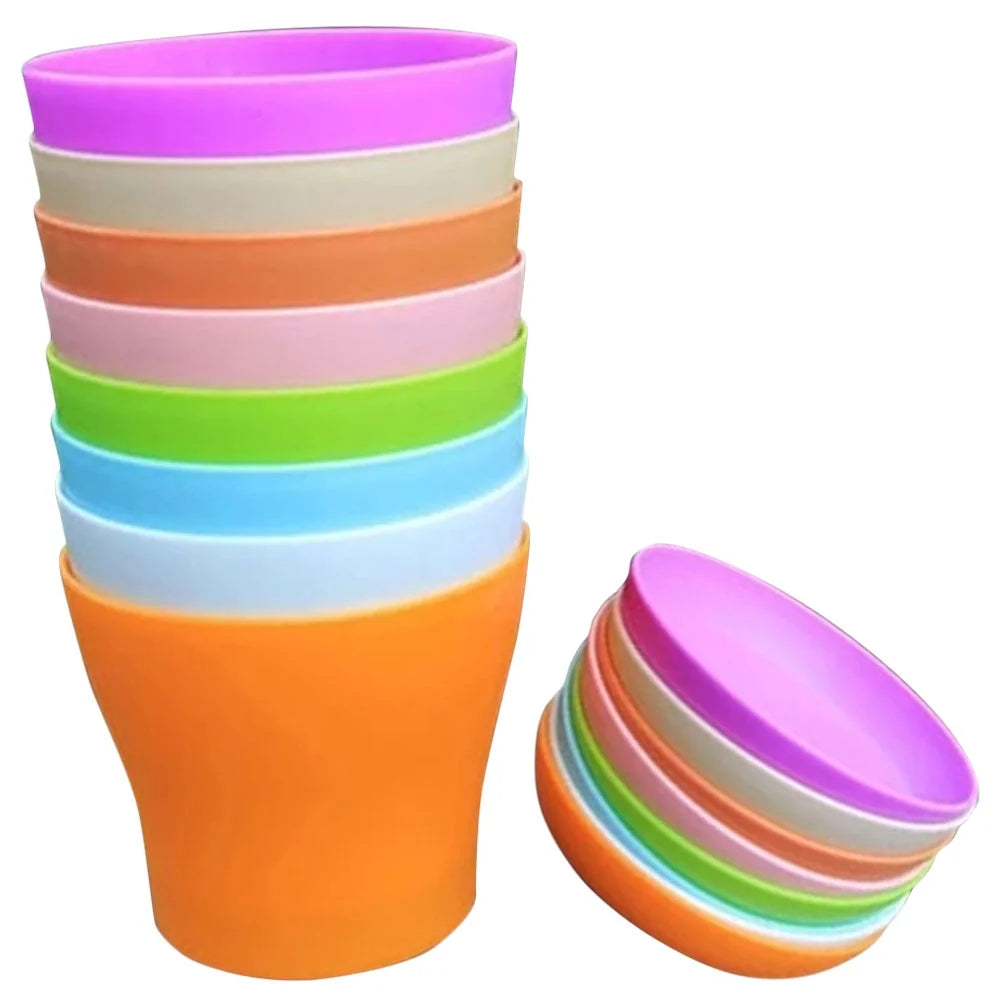 Plastic Flower Pot with Tray, Round Bonsai Planter, 8 Pack P1717