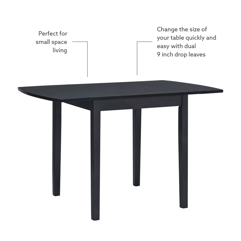 Square Wood Drop Leaf Table in Black P88507