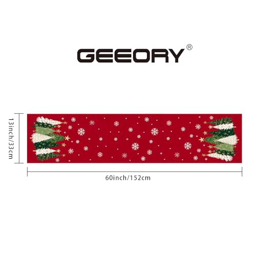 Christmas Table Runner 13x72 Inch, Red Winter Holiday Decor H348