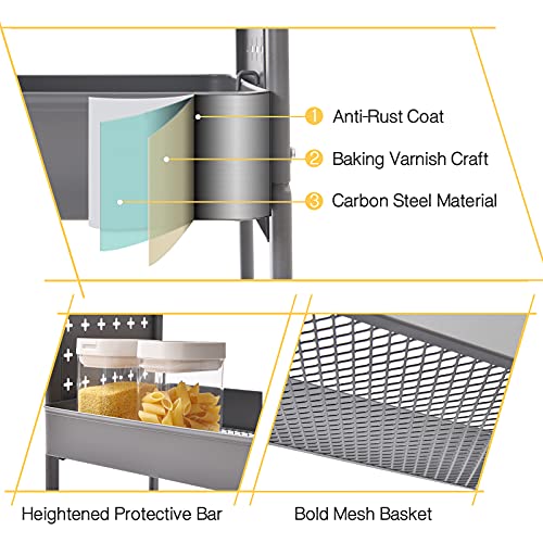 3-Tier Metal Rolling Storage Cart with Pegboards and Baskets S25376