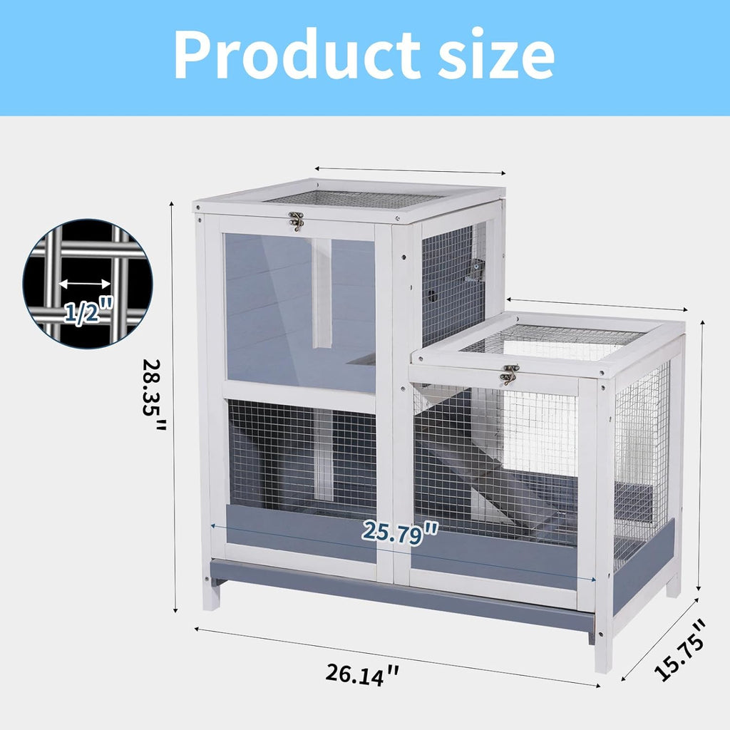 Wooden 2-Story Guinea Pig Cage with Openable Roof and Removable Tray H7665