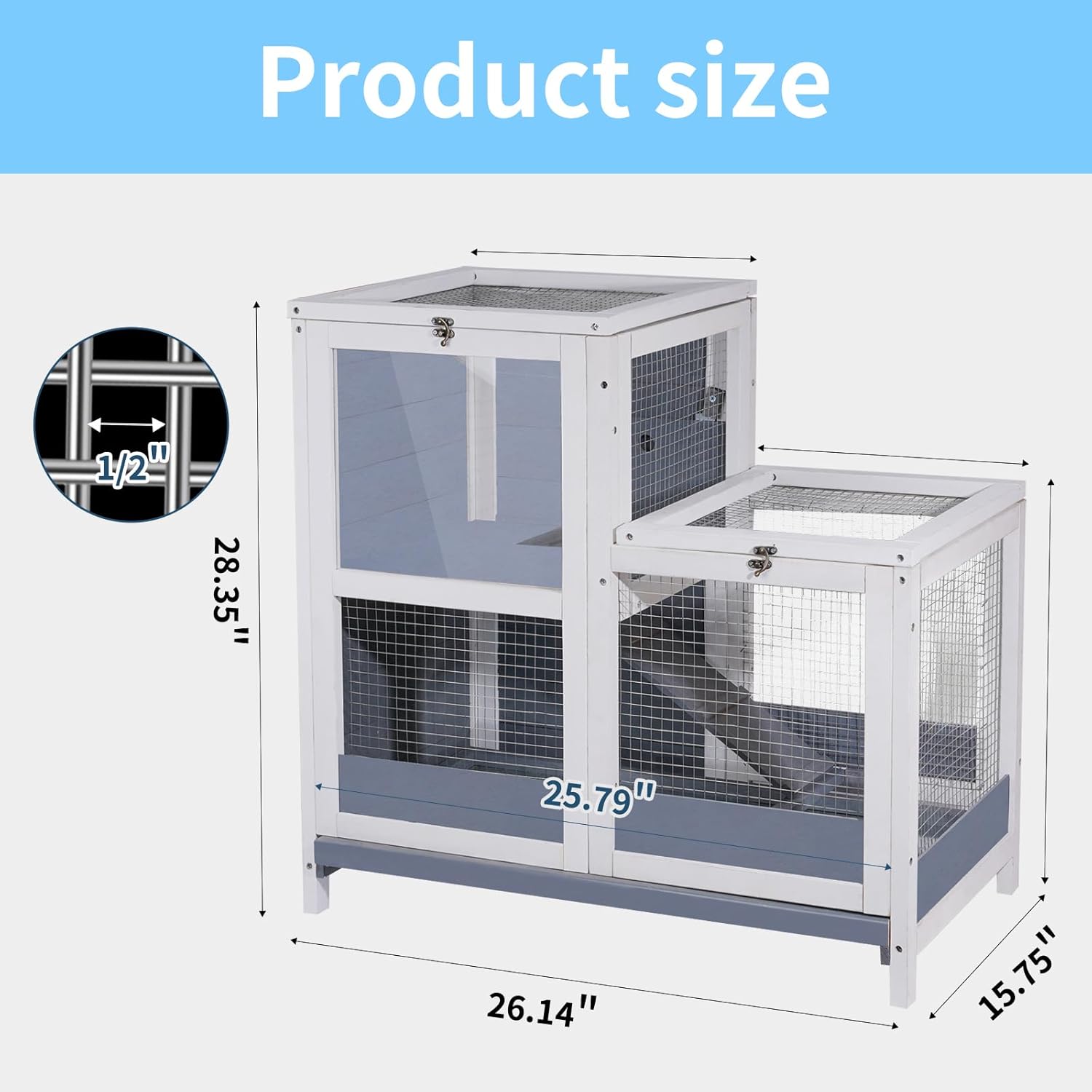 Wooden 2-Story Guinea Pig Cage with Openable Roof and Removable Tray H7665