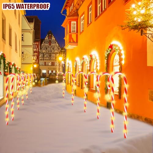 Candy Cane Solar Pathway Lights, 21" Outdoor Christmas Yard Decor B3638
