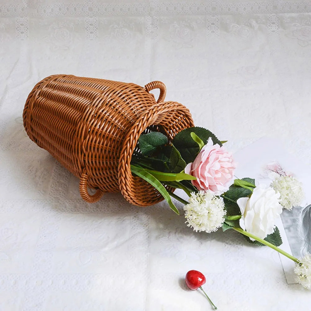 Rattan Woven Vase Tabletop Flower Pot Home Decor V663